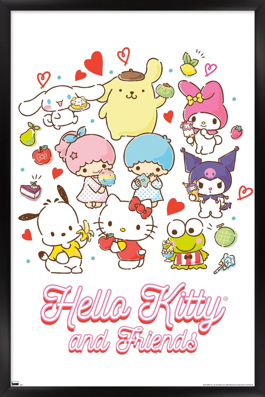 Hello Kitty and Friends - Kawaii Favorite Flavors Wall Poster, 22.375" x 34" Framed