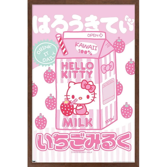 Hello Kitty and Friends - Kawaii Milk Wall Poster, 14.725" x 22.375" Framed