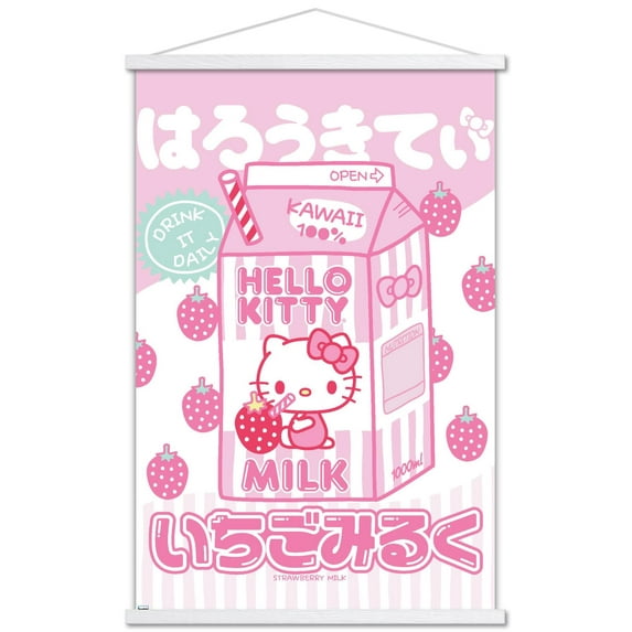 Hello Kitty and Friends - Kawaii Milk Wall Poster with Magnetic Frame, 22.375" x 34"