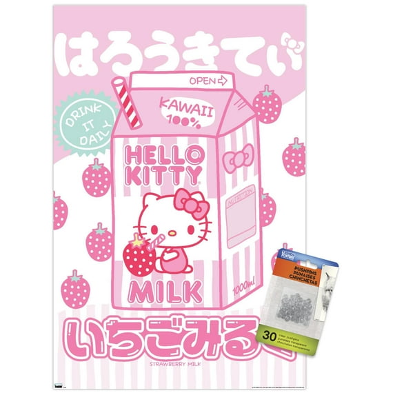 Hello Kitty and Friends - Kawaii Milk Wall Poster with Push Pins, 14.725" x 22.375"