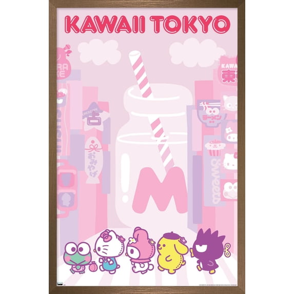 Hello Kitty and Friends - Kawaii Tokyo Wall Poster, 14.725" x 22.375" Framed