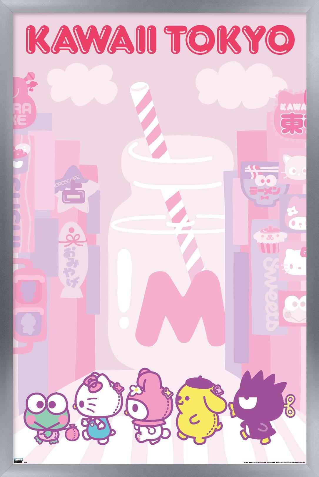 Hello Kitty and Friends - Kawaii Tokyo Wall Poster, 22.375" x 34" Framed
