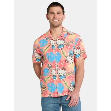 Hello Kitty and Friends Men's and Big Men's Graphic Print Mesh Shirt with Short Sleeves, Sizes S-3XL