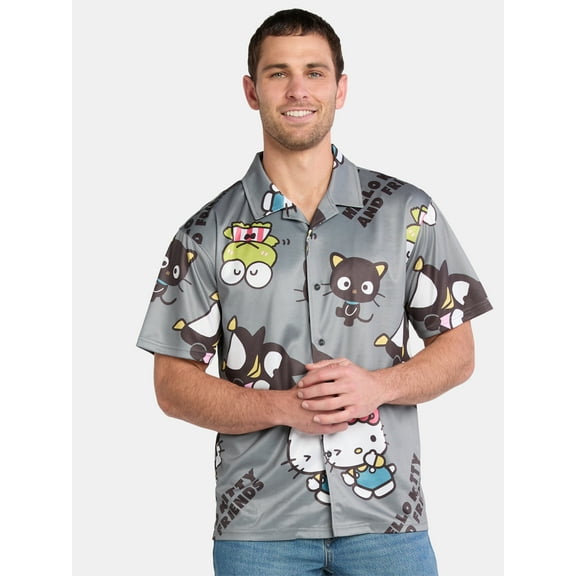 Hello Kitty and Friends Men's and Big Men's Graphic Print Mesh Shirt with Short Sleeves, Sizes S-3XL