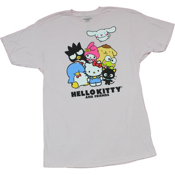 Hello Kitty and Friends Mens T-shirt Group Over Name (Large)