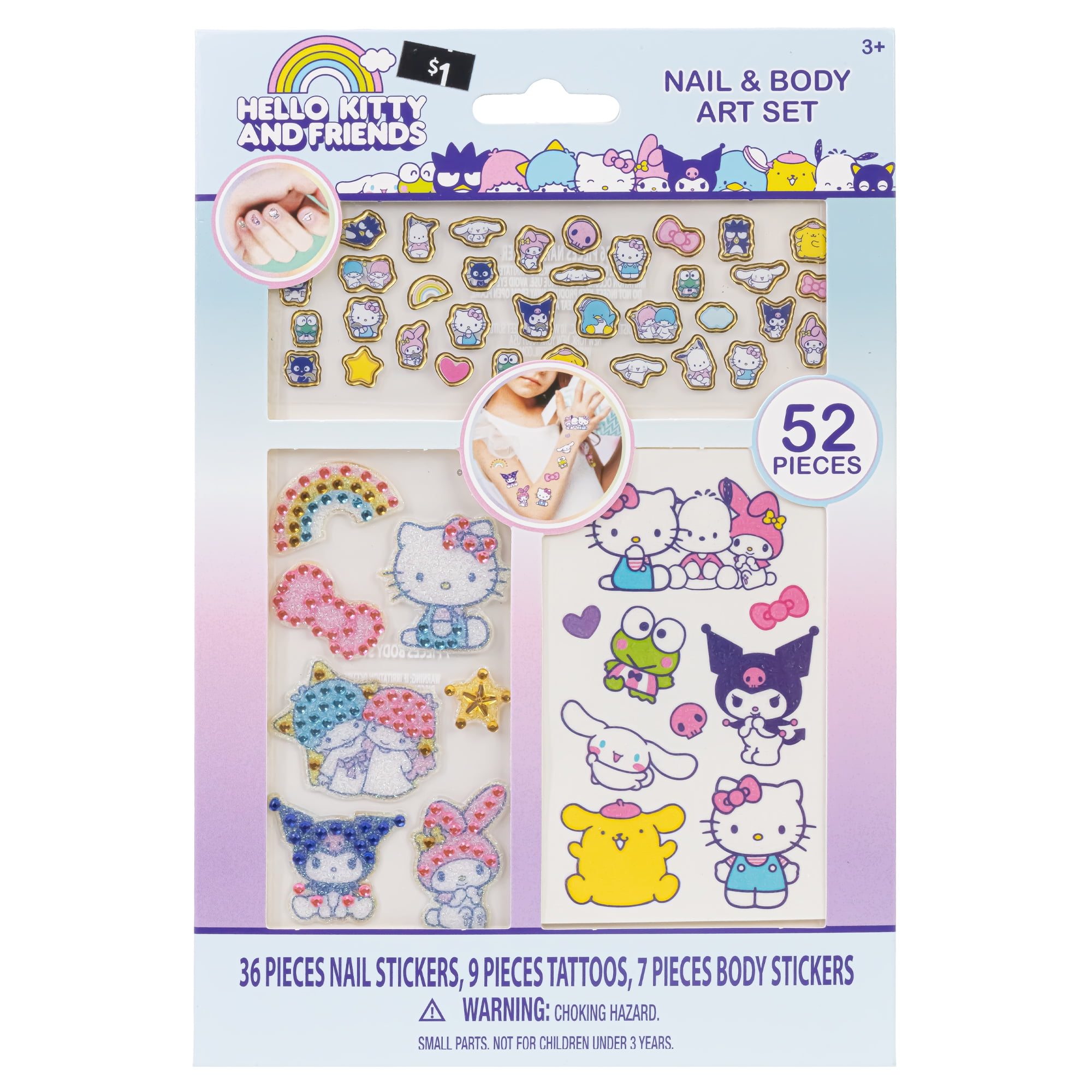 Hello Kitty and Friends Nail Stickers and Body Tattoo Sheet