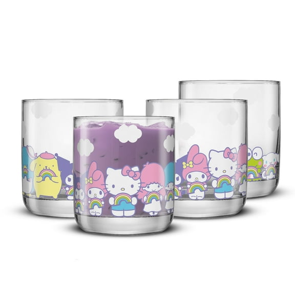 Hello Kitty and Friends Rainbow Short Drinking Glasses - 10 oz - Set of 4