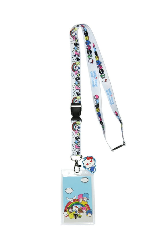 Hello Kitty and Friends Rainbows Breakaway Reversible Lanyard For Keys Keychain ID Badge with Hello Kitty Rubber Pendant