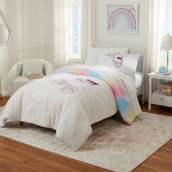Hello Kitty and Friends Reversible Comforter and Sham Set, Twin/Full, Sanrio