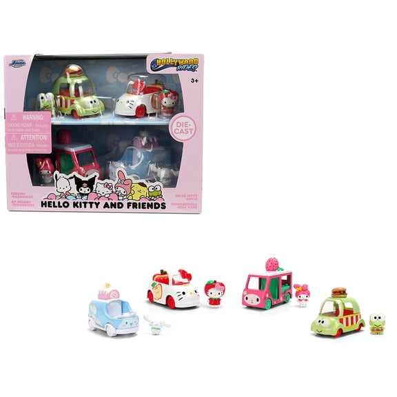 "Hello Kitty and Friends" Set of 4 Diecast Figures and Cars "Hollywood Rides" Series Diecast models by Jada