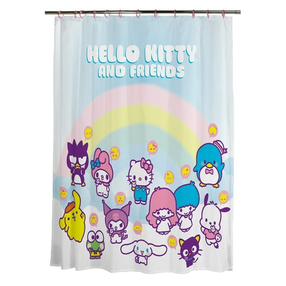 Hello Kitty and Friends Shower Curtain and Rings, 13-Piece Set