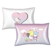 Hello Kitty and Friends Pink White Reversible Silky Satin Pillowcase, Standard Size, 2-Pack