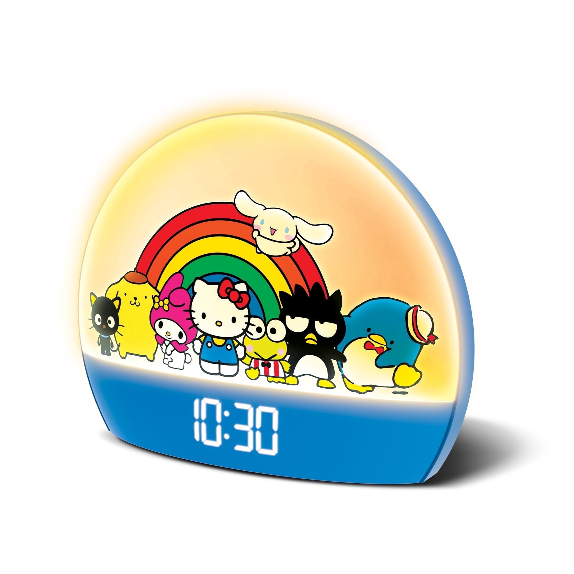 Hello Kitty and Friends Sunrise Alarm Clock - Multicolor Lights, USB Charging, LED Display, and Snooze Function