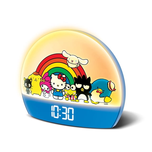 Hello Kitty and Friends Sunrise Alarm Clock - Multicolor Lights, USB Charging, LED Display, and Snooze Function