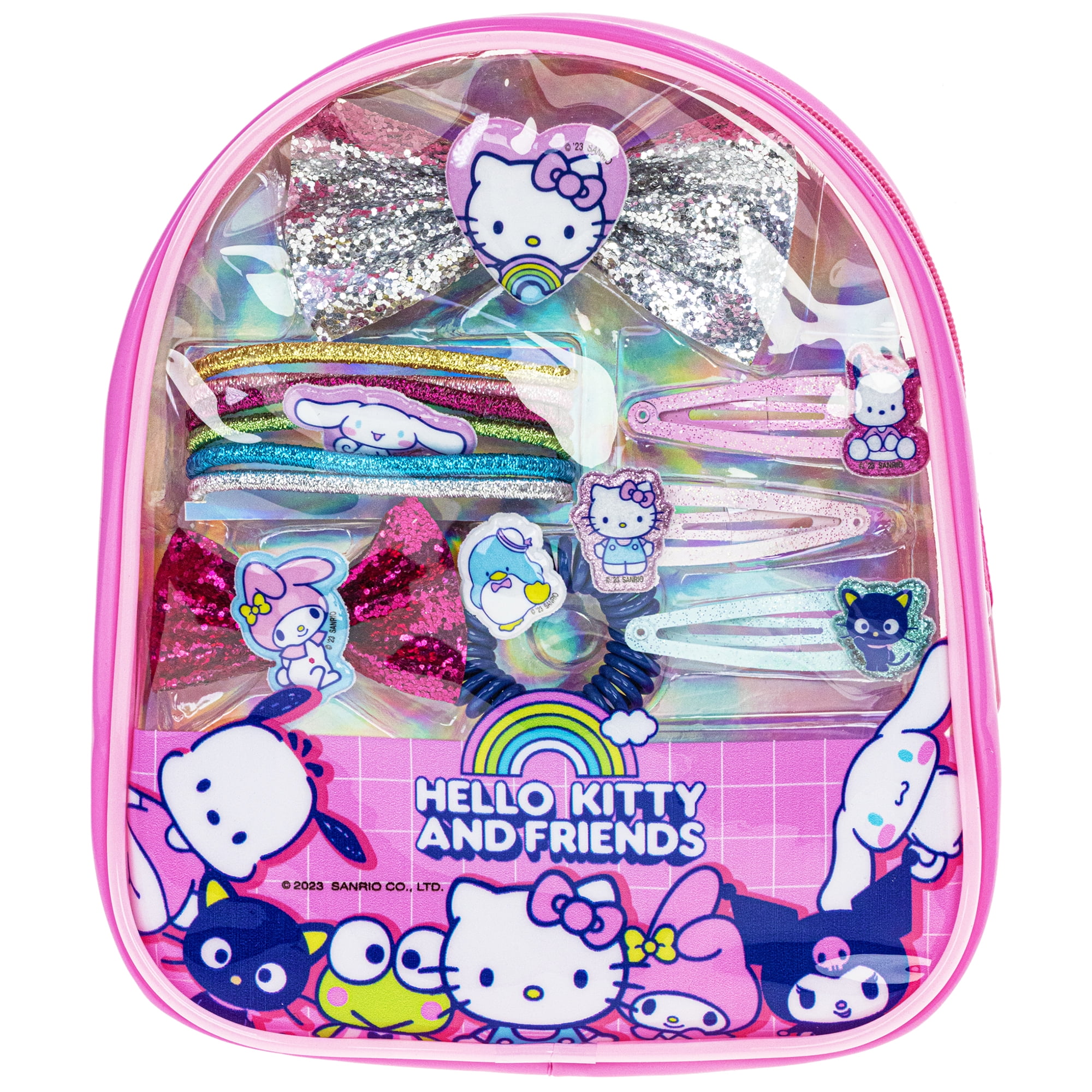 sanrio-hello-kitty-kawaii-y2k-anime-black-leather-hair-clip-cartoon