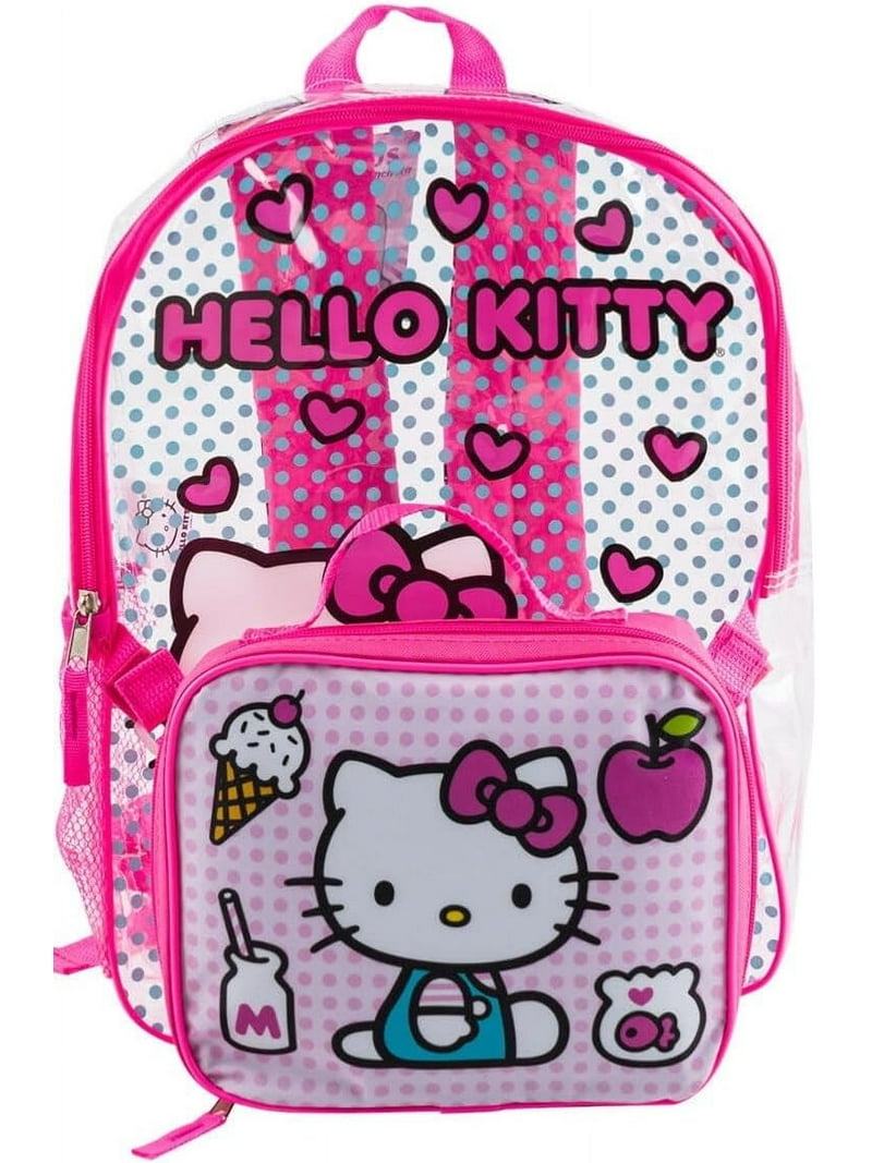 Hello Kitty Clear Backpack with Lunch Box Set, See-Through Book Bag for Girls, School Bag - Walmart.com Hello Kitty Clear Backpack with Lunch Box Set, See-Through Book Bag for Girls, School Bag - Walmart.com