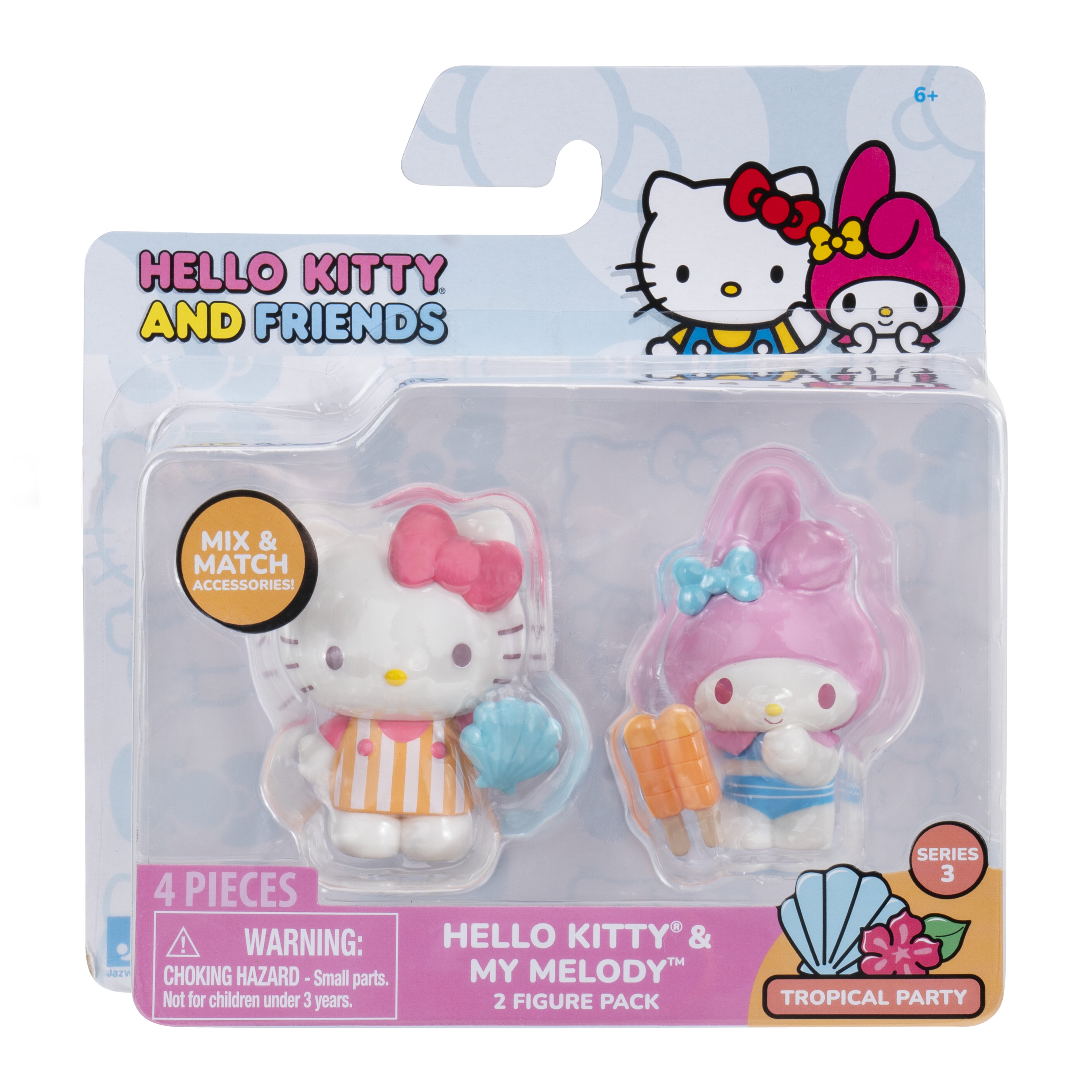Hello Kitty and Friends Tropical Party 2 Figure pack - 2 inch Hello Kitty and My Melody Figures