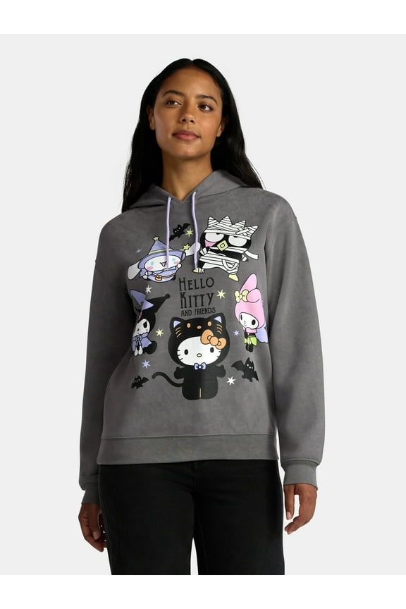 Hello Kitty and Friends Women's Halloween Graphic Pullover Hoodie Sweatshirt, Sizes XXS-XXL