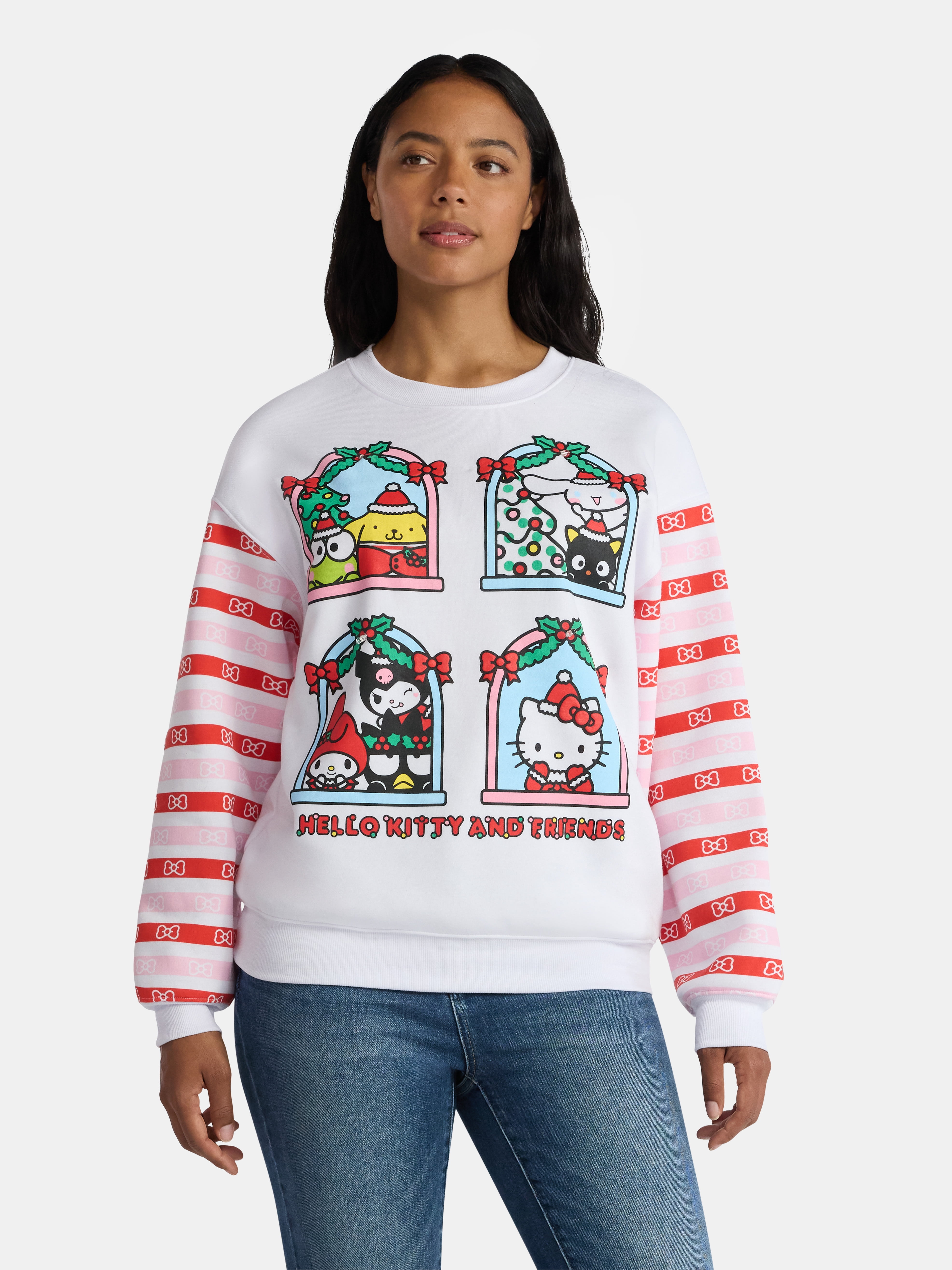 Hello Kitty and Friends Women's Light Up Christmas Graphic Sweatshirt with Long Sleeves, Sizes XXS-XXL