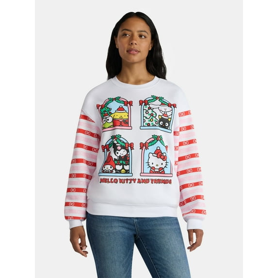Hello Kitty and Friends Women's Light Up Christmas Graphic Sweatshirt with Long Sleeves, Sizes XXS-XXL