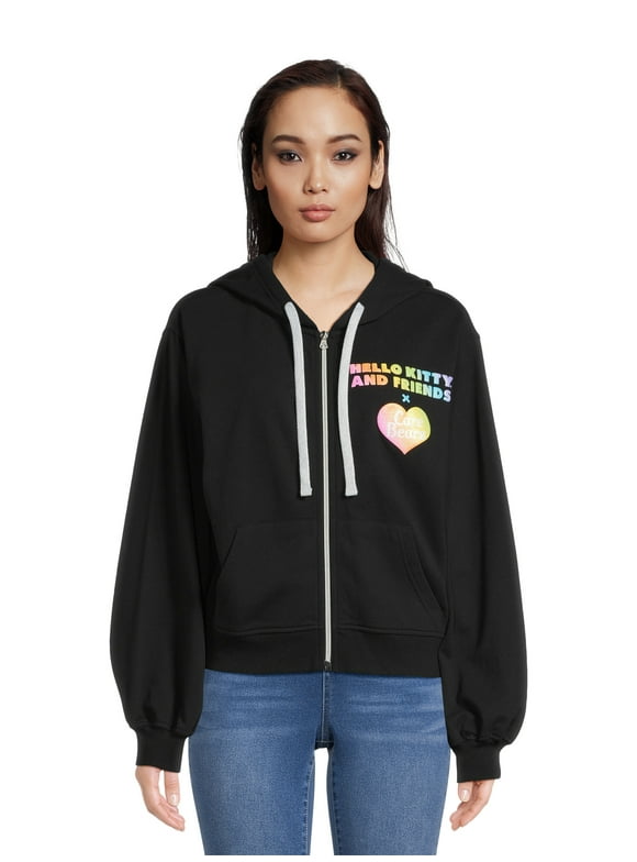 Hello Kitty and Friends x Care Bears Juniors Zip-Front Graphic Hoodie, Sizes XS-XXXL