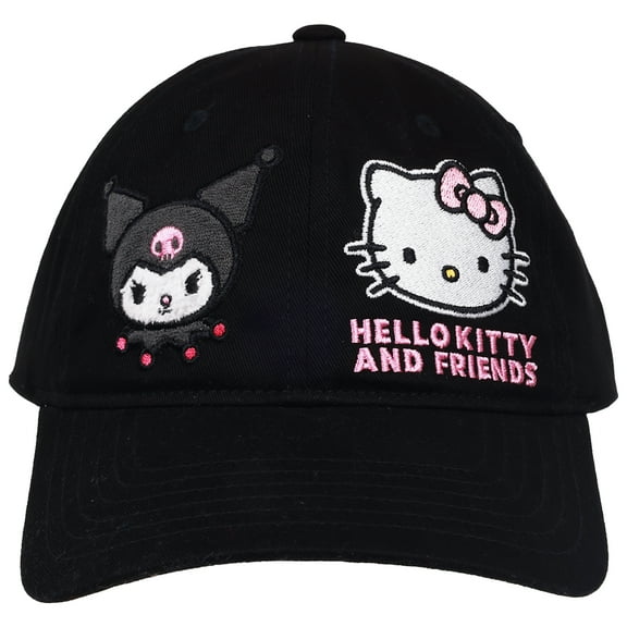 Hello Kitty and Kuromi Baseball Cap, Dad Hat with Curved Brim, Black, One Size