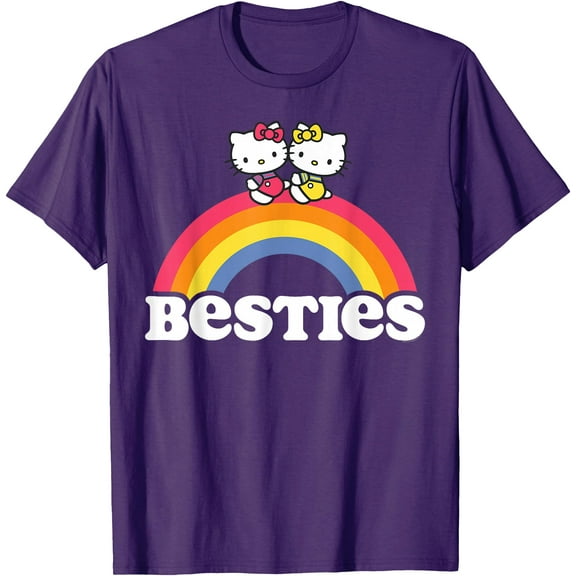 Hello Kitty and Mimmy Besties Best Friend DTG Print Unisex T-Shirt,Purple Color,Size XL