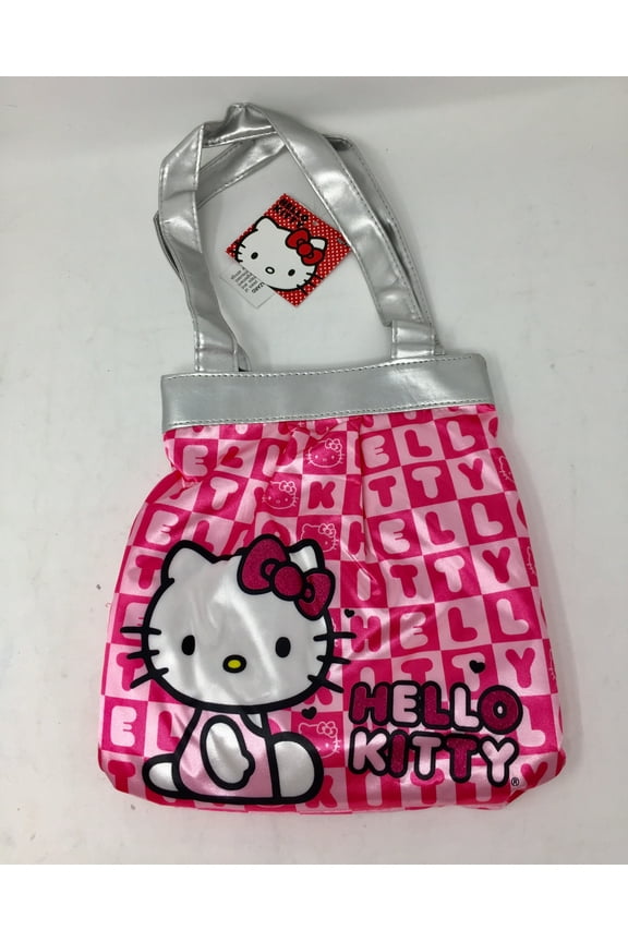 by Sanrio Girls' Canvas Pink Checker Tote Handbag, Pink