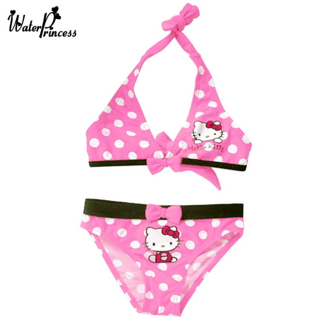 Hello Kitty cat cute big girl princess bikini cartoon polka dot split ...
