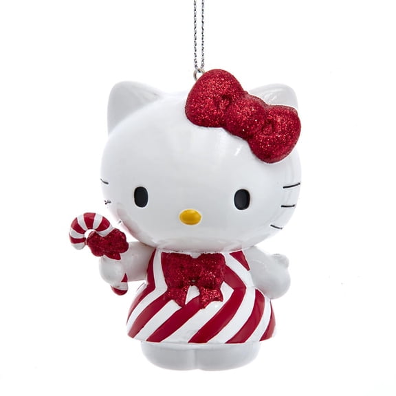 Kurt Adler 3.5" Red Hello Kitty W/Candycane Ornament