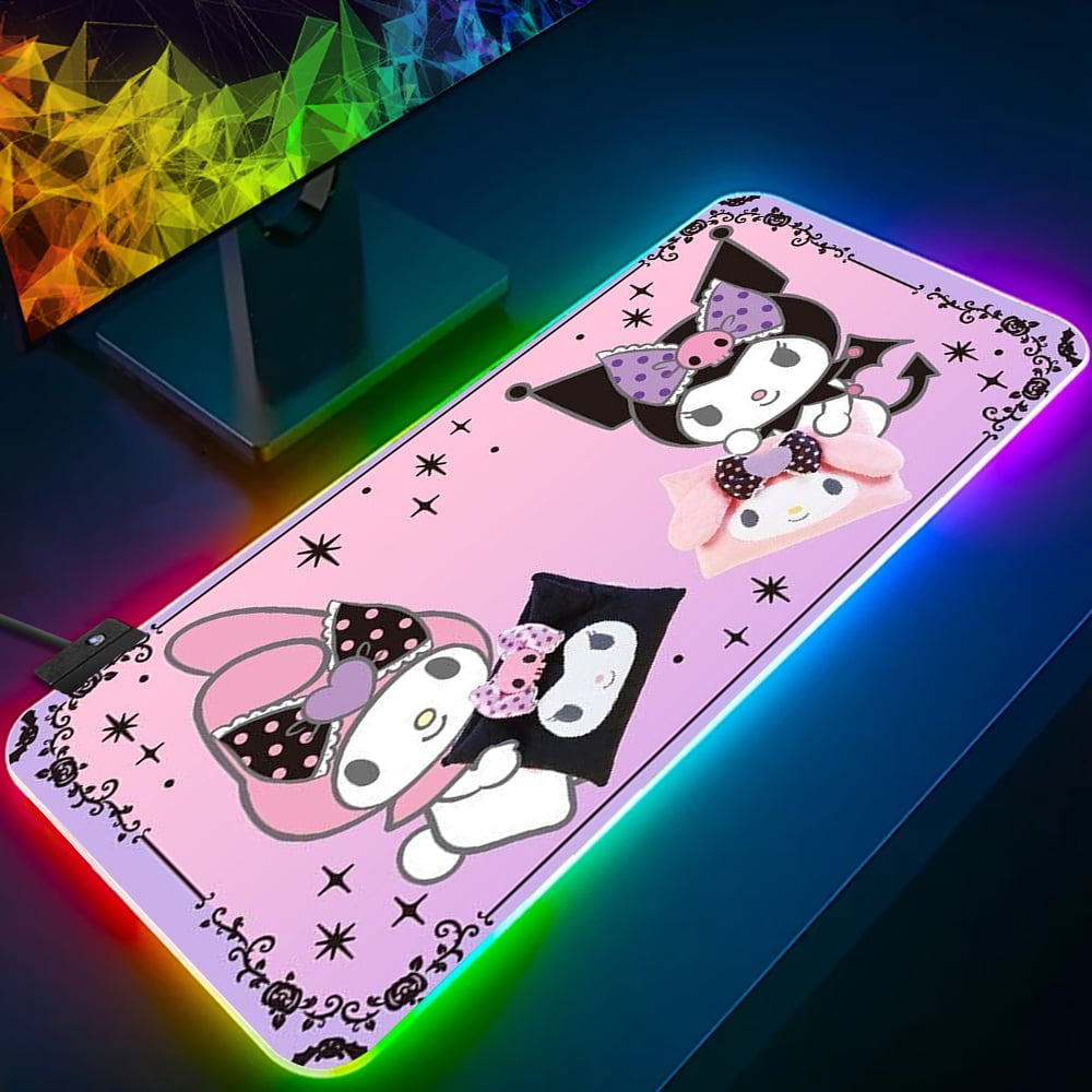 Hello Kitty kuromi my melody RGB Pc Gamer Keyboard Mouse Pad Mousepad ...