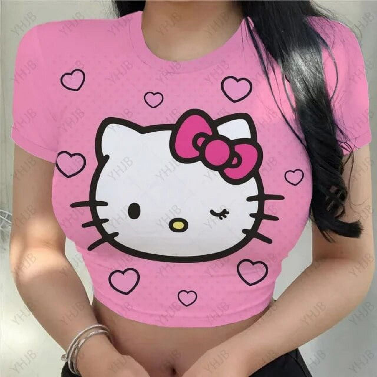 Hello Kitty print Korean Fashion Vintage Fairycore Crop Top Female ...
