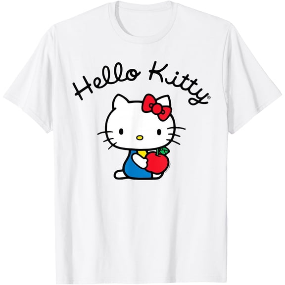 Hello Kitty with Apple Retro Logo DTG Print Unisex T-Shirt