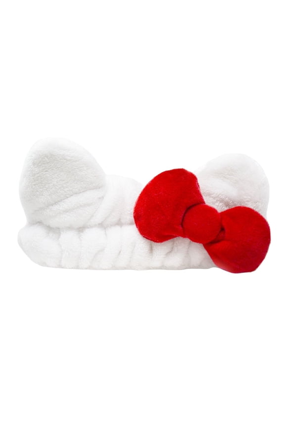 Hello Kitty x Plush Spa Headband with Hello Kitty's Signature Bow, Face Wash Hair Band For Women
