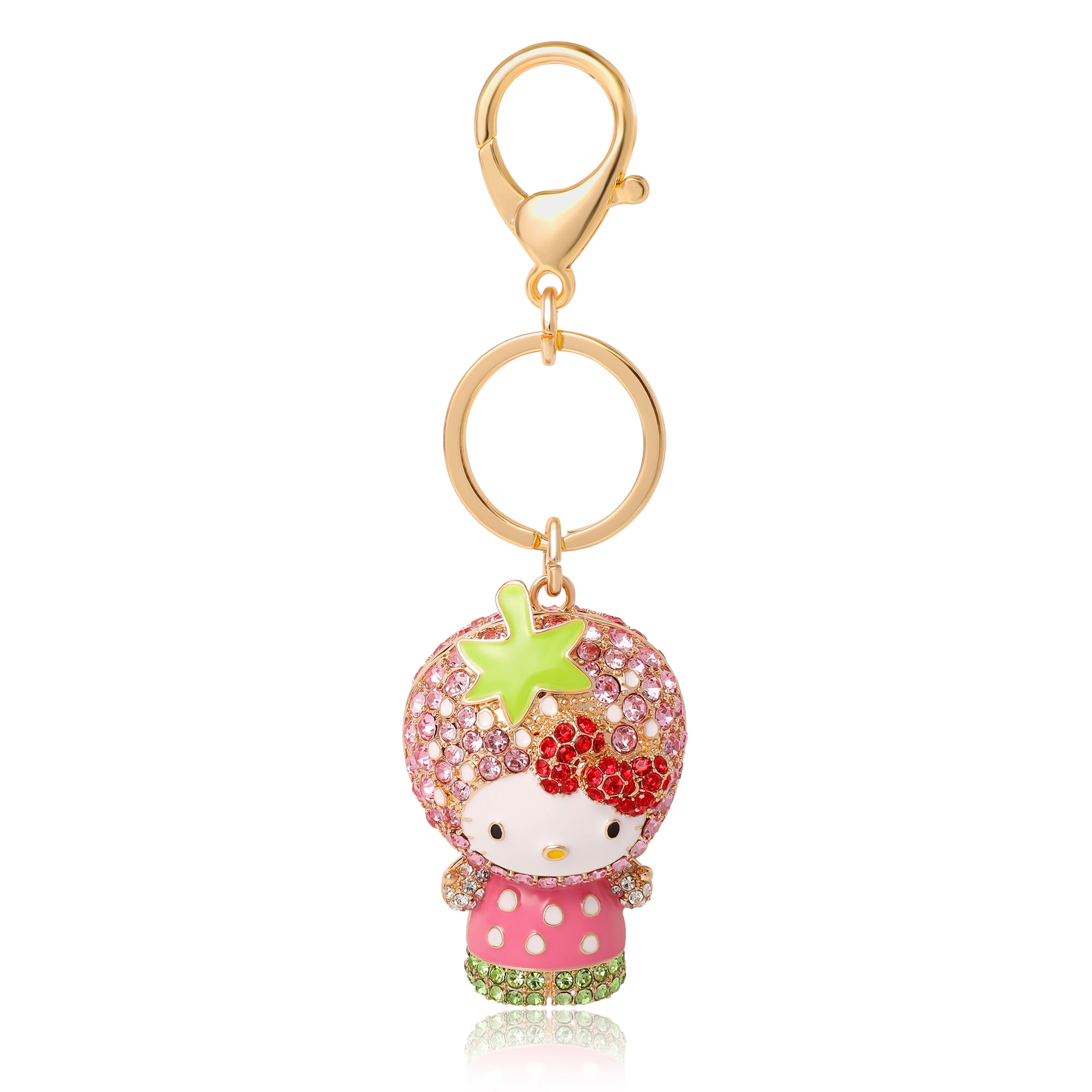 Hello Kitty x Strawberry Shortcake Crystal Pavé Bag Charm Keychain – Officially Licensed