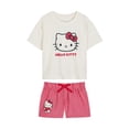thumbnail image 1 of Hello Kitty x Wonder Nation Girls Short Sleeve Pajama Top and Short Pajama Set, 2-Piece, Sizes 4-18, 1 of 3