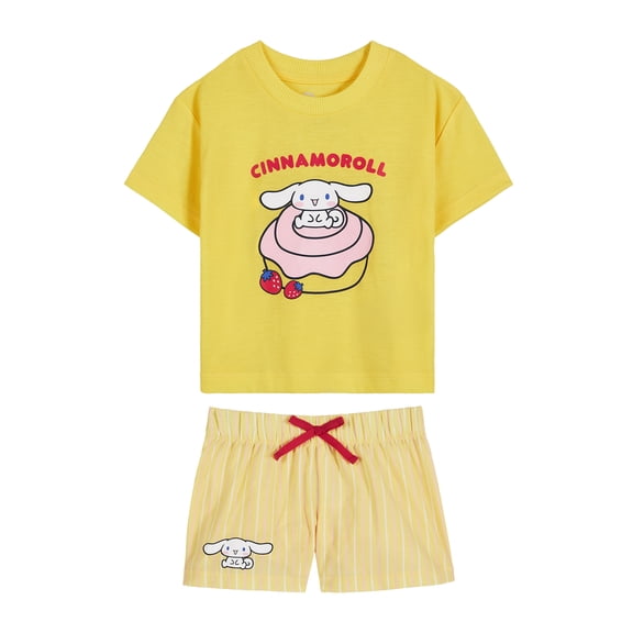 Hello Kitty x Wonder Nation Girls Short Sleeve Pajama Top and Short Pajama Set, 2-Piece, Sizes 4-18