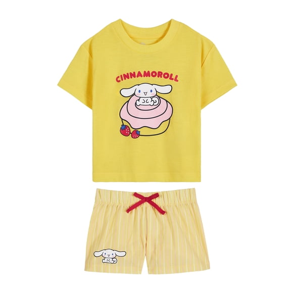Hello Kitty x Wonder Nation Girls Short Sleeve Pajama Top and Short Pajama Set, 2-Piece, Sizes 4-18