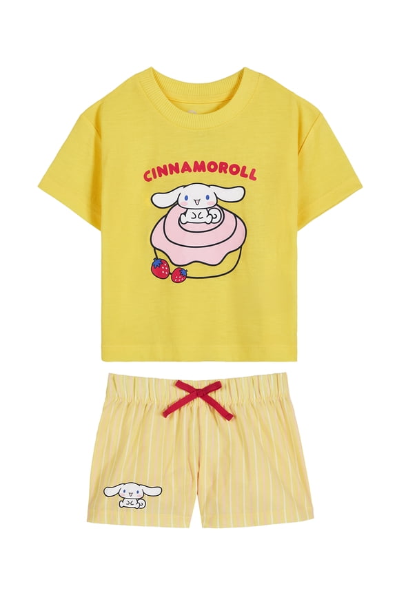 Hello Kitty x Wonder Nation Girls Short Sleeve Pajama Top and Short Pajama Set, 2-Piece, Sizes 4-18