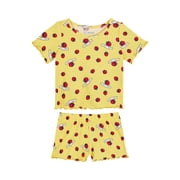 Hello Kitty x Wonder Nation Girls Short Sleeve Pajama Top and Short Ribbed Pajama Set, 2-Piece, Sizes 4-18
