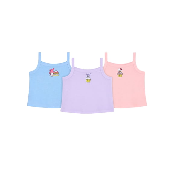 Hello Kitty x Wonder Nation Girls Tank Top Pajama, 3-Pack, Sizes 4-18