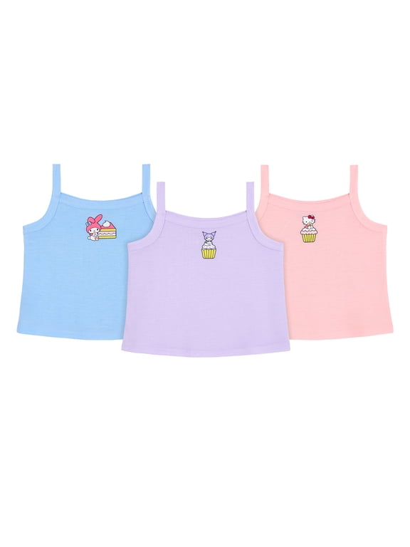 Hello Kitty x Wonder Nation Girls Tank Top Pajama, 3-Pack, Sizes 4-18