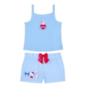 Hello Kitty x Wonder Nation Girls Tank Top and Sleep Shorts Pajama Set, 2-Piece, Sizes 4-18