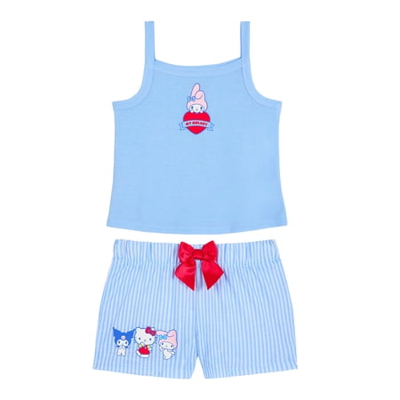 Hello Kitty x Wonder Nation Girls Tank Top and Sleep Shorts Pajama Set, 2-Piece, Sizes 4-18