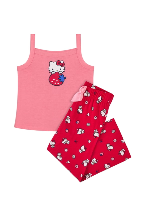 Hello Kitty x Wonder Nation Girls Tank and Sleep Pant Pajama Set, 2-Piece, Sizes 4-18