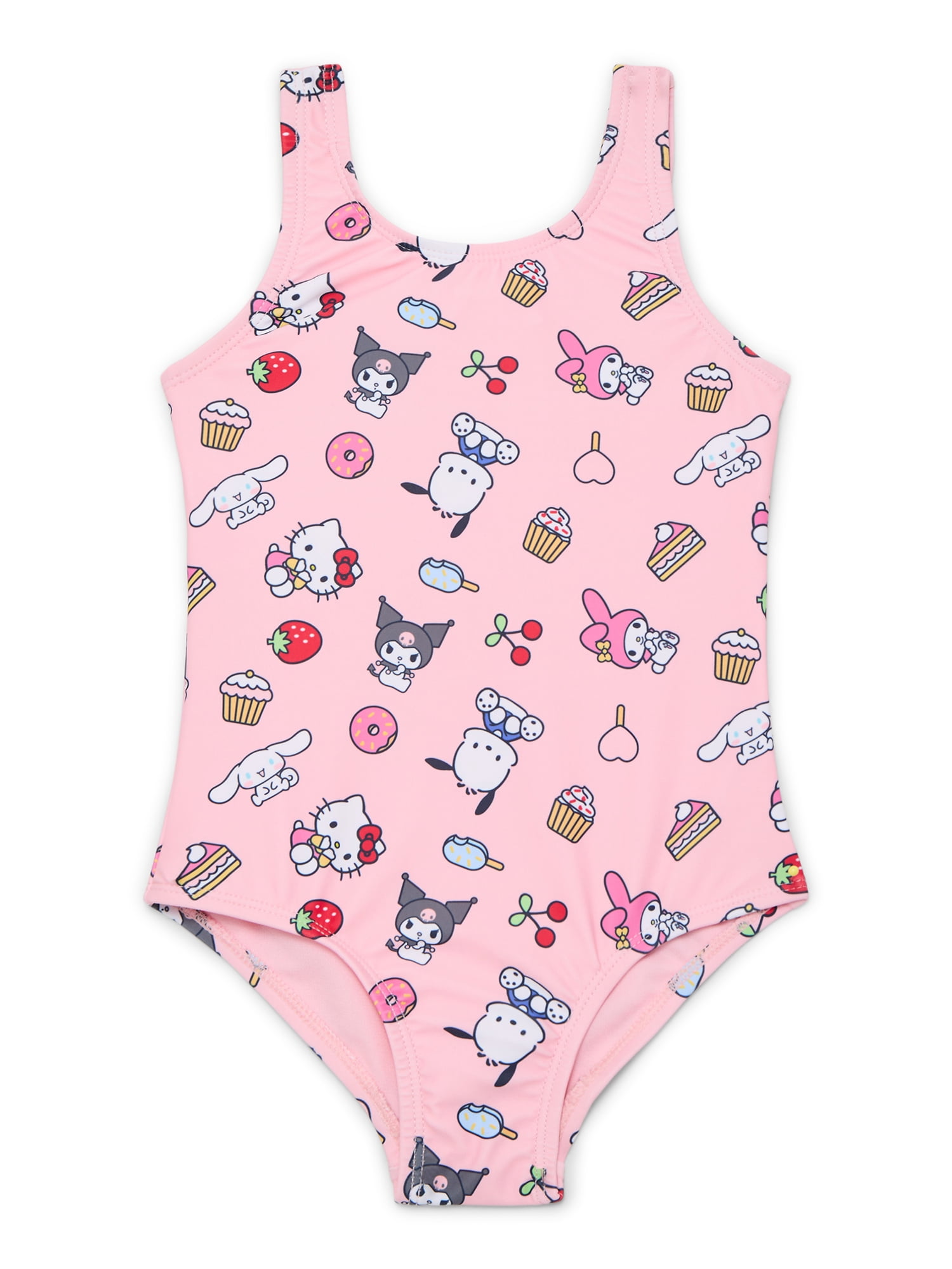 Hello Kitty x Wonder Nation Toddler Girl One-Piece Swimsuit, Sizes 18M-5T