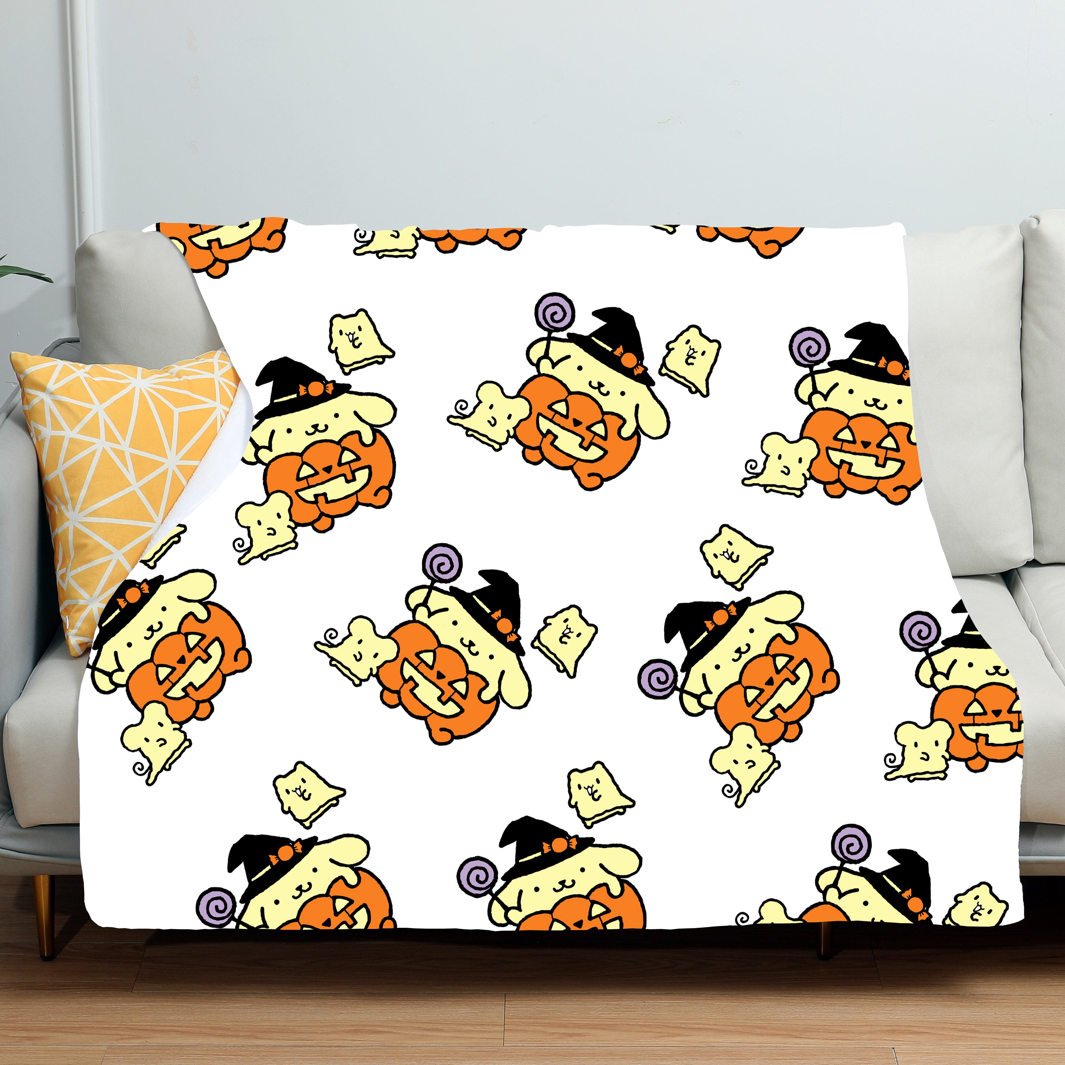 Hello Kittys Cartoon Blanket Kawaii Sanrioed Kuromi Purin Plushie