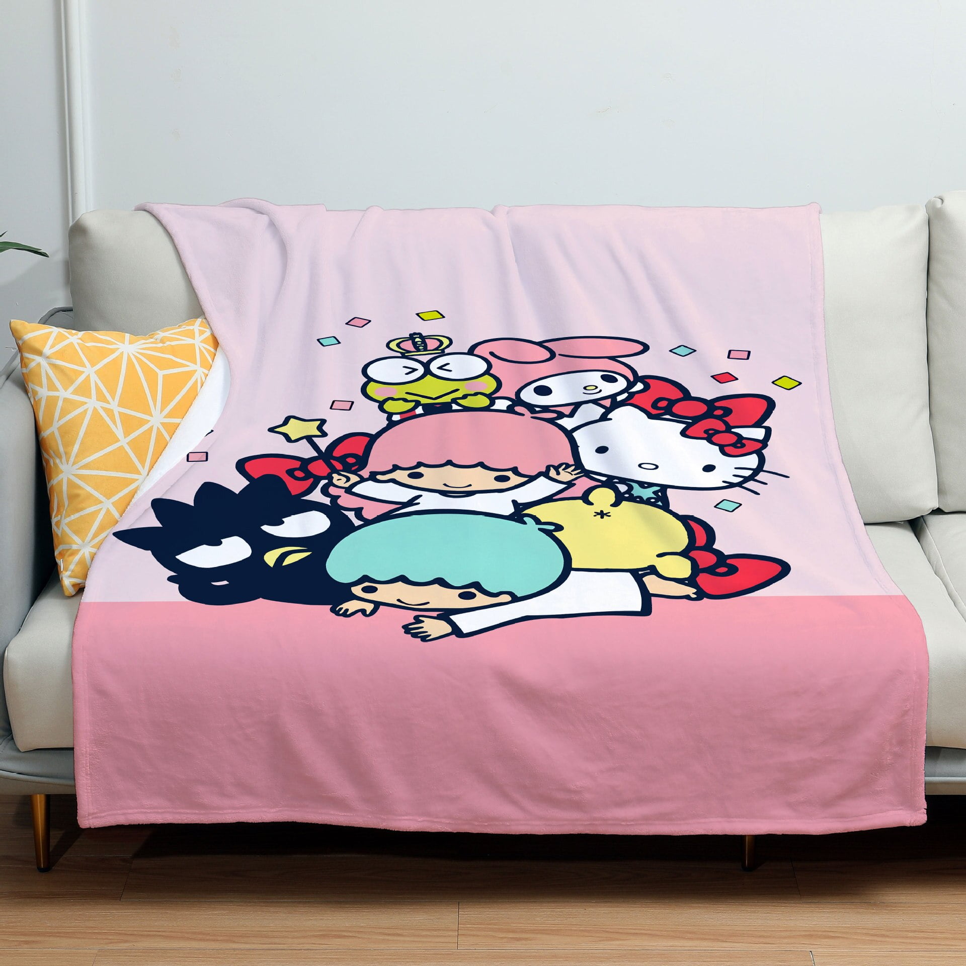 Hello Kittys Cartoon Blanket Kawaii Sanrioed Kuromi Purin Plushie