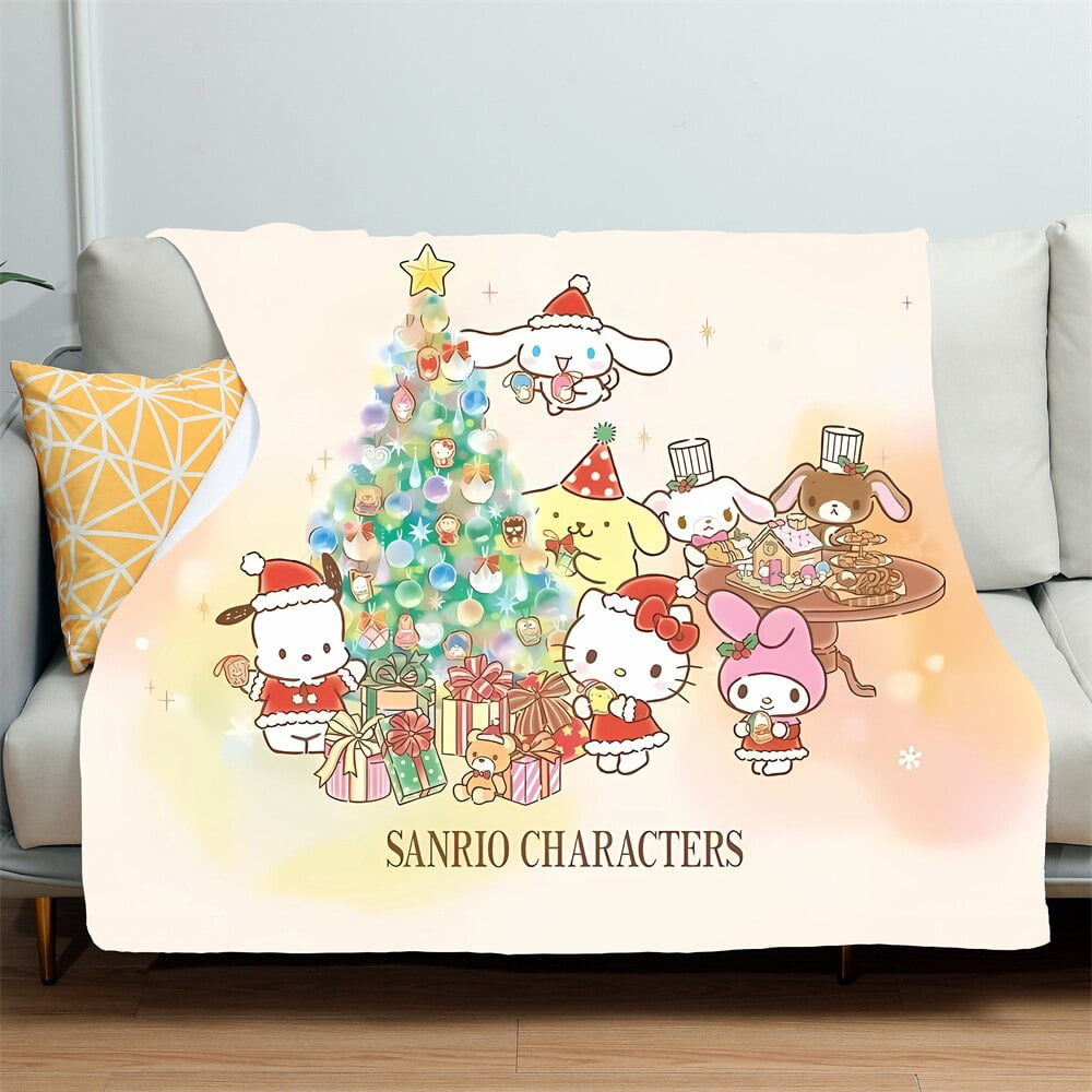 150*200cm Sanrios Cinnamoroll Kuromi Mymelody Kawaii Cartoon Flannel Blanket Anime Plush Soft Warm Blankets Tv Sweatshirt Gifts