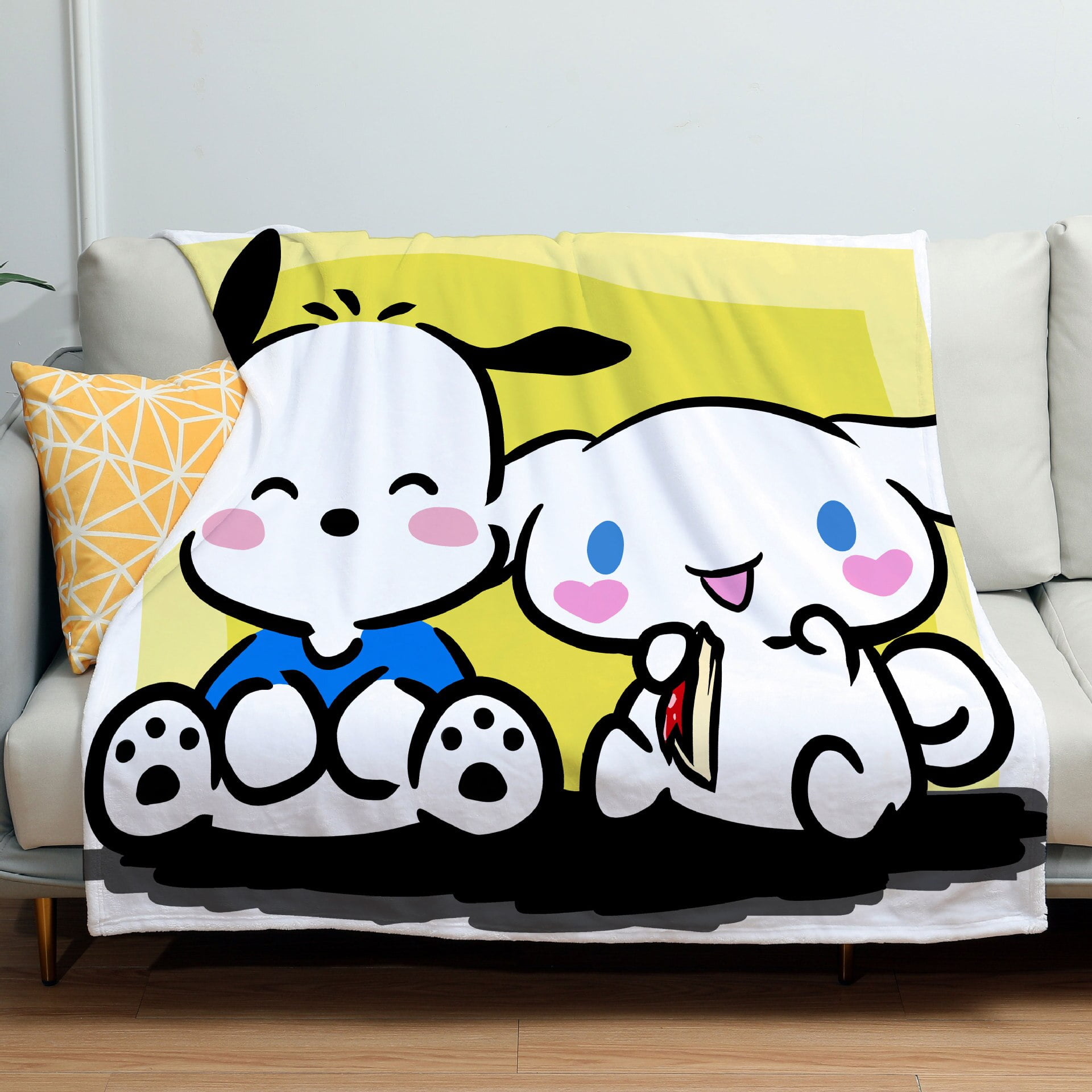 150*200cm Sanrios Cinnamoroll Kuromi Mymelody Kawaii Cartoon Flannel Blanket Anime Plush Soft Warm Blankets Tv Sweatshirt Gifts